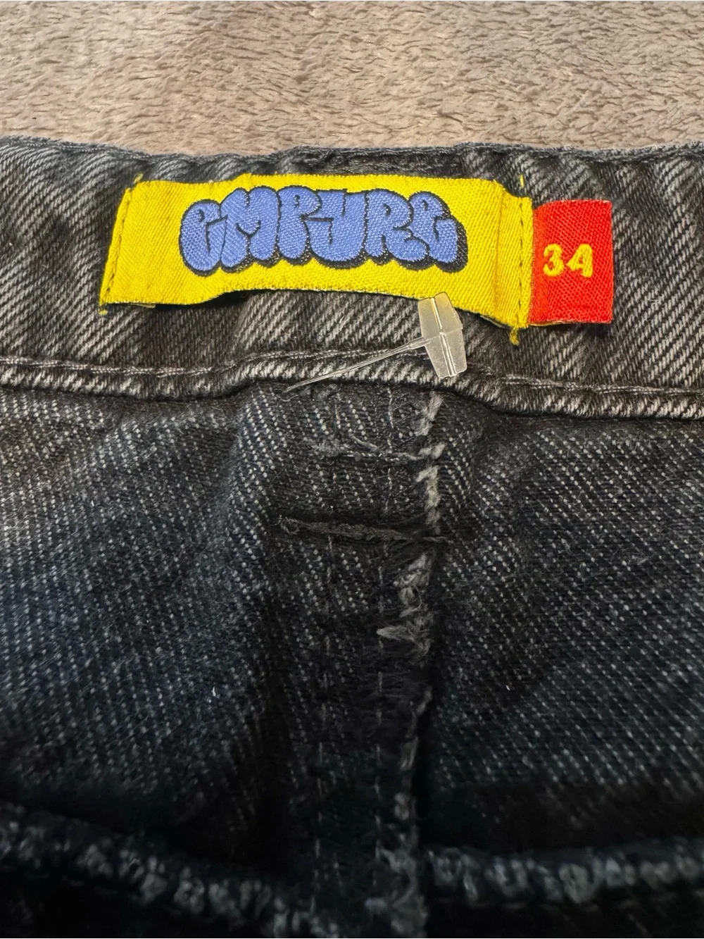 Empyre Jeans Mens 34 Black Gray Acid Wash Baggy Skate Denim Pants Y2K